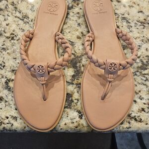 Tory Burch Braided Leather Sandals in Tan